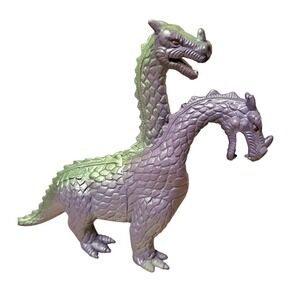 Iridescent Purple Two Headed Dragon Figurine Toy Mythical Creature 5.5"